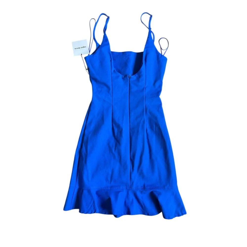 Superdown Shayla Ruffle Mini Dress Cobalt Blue Women's XS NEW